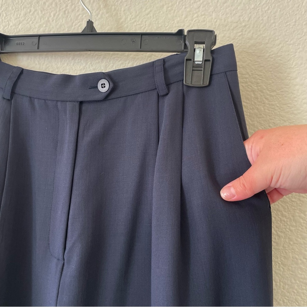 Doncaster High Waisted Wool Trousers/Slacks Navy Blue Size 10 - Picture 5 of 16